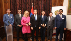 Alen Simonyan awards Members of the European Parliament with the NA Medal of Honour