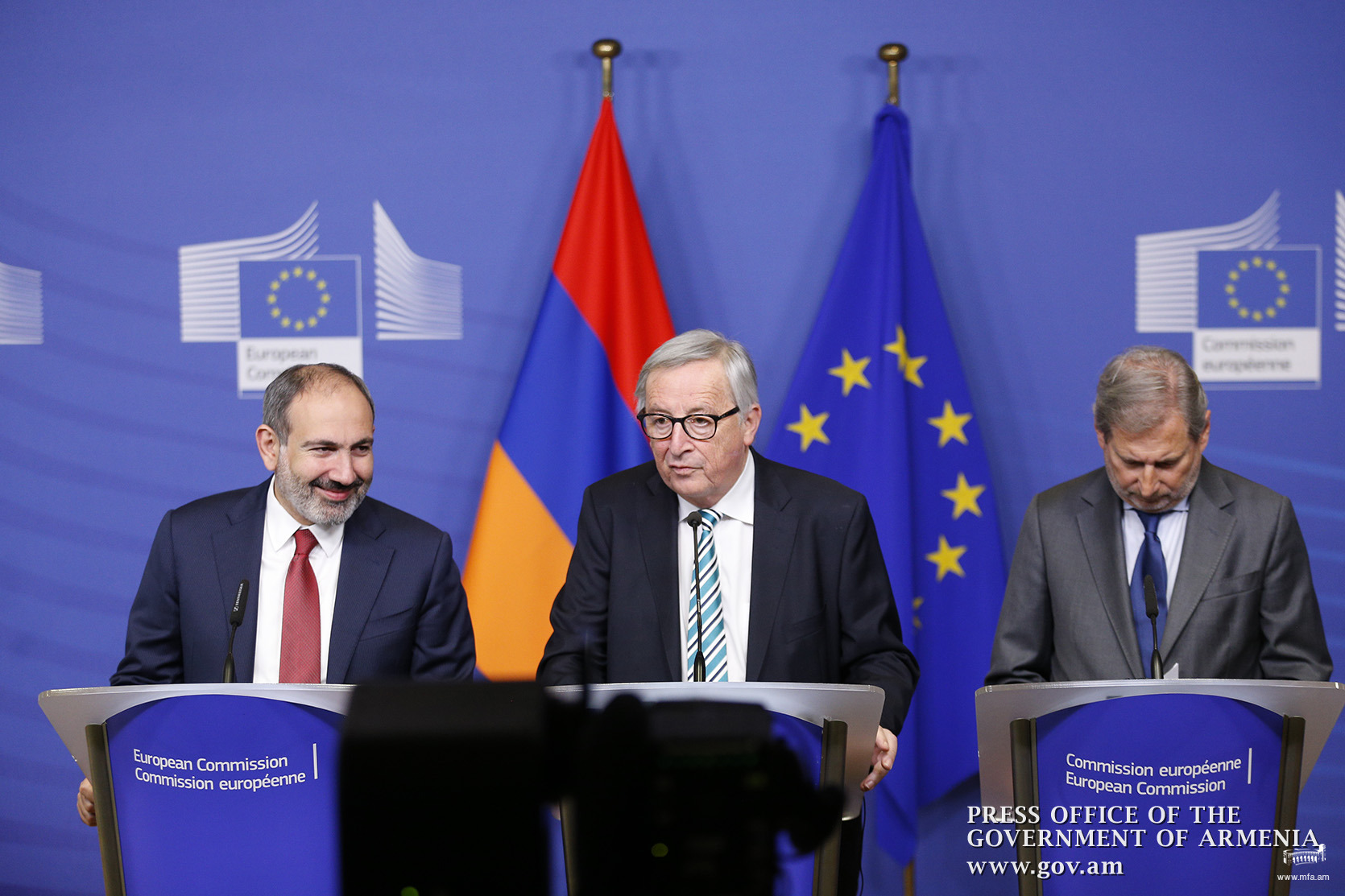 Nikol Pashinyan and Jean-Claude Juncker made statements; Armenian Prime Minister and Johannes Hahn answered journalists' questions